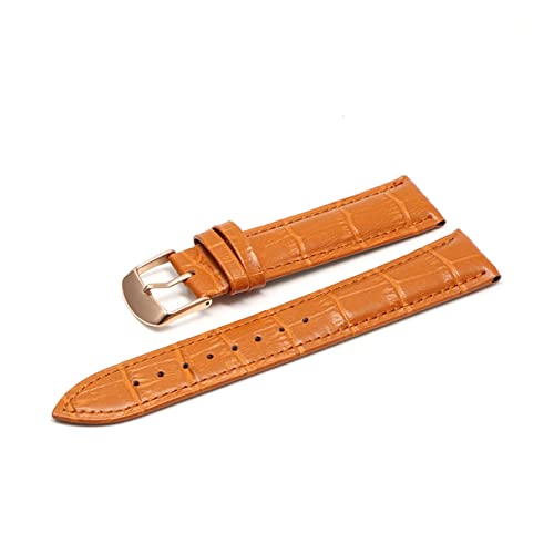 RNNYWDRQ 12 14 16 18 19 20 21 22 24 mm Lederband Luxus-Uhrenarmband Gürtel Armbanduhren Damenband Rot Schwarz Weiß (Farbe: Pink RG, Größe: 22 mm) von RNNYWDRQ