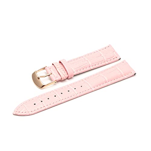RNNYWDRQ 12 14 16 18 19 20 21 22 24 mm Lederband Luxus-Uhrenarmband Gürtel Armbanduhren Damenband Rot Schwarz Weiß (Farbe: Pink RG, Größe: 22 mm) von RNNYWDRQ