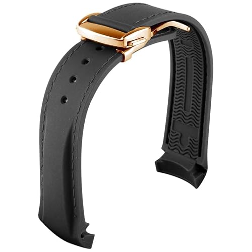 RNNYWDRQ 20 mm 22 mm Gummi-Uhrenarmband mit gebogenem Ende für Omega Seamaster mit Faltschließe, luxuriöse Armbänder, Silikon-Uhrenarmbänder von RNNYWDRQ