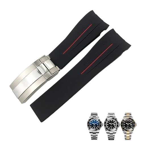 RNNYWDRQ 21mm Silicon Gummi-Uhren-Band-Ersatz für die Rolle Rolex Deepsea Sea-Dweller 126660 Blau schwarzer Diving Sportgurt kostenlose Werkzeuge von RNNYWDRQ