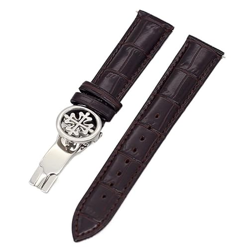 RNNYWDRQ Echtes Leder 19MM 20MM 22MM Uhrenarmbänder für Patek Philippe Wath-Bänder mit Faltschließe aus Edelstahl für Männer und Frauen von RNNYWDRQ