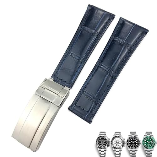 RNNYWDRQ Echtes Leder Uhrenband 20 mm für Rolex Yatch Master U -Boot Daytona Schwarzes Grün Alligator Muster Uhrengurt von RNNYWDRQ