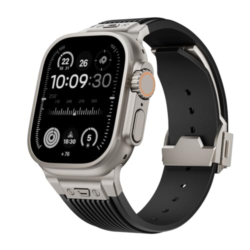 RNNYWDRQ Für den Apfel -Uhren -Band Ultra 2 49 mm 46 mm 45 mm 44 mm Gummi -Gurt Serie 10 9 8 7 6 5 4 3 2 1 SE mit Metallanschluss von RNNYWDRQ