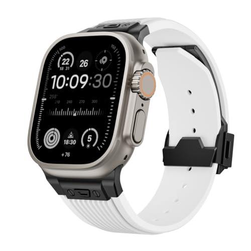 RNNYWDRQ Für den Apfel -Uhren -Band Ultra 2 49 mm 46 mm 45 mm 44 mm Gummi -Gurt Serie 10 9 8 7 6 5 4 3 2 1 SE mit Metallanschluss von RNNYWDRQ
