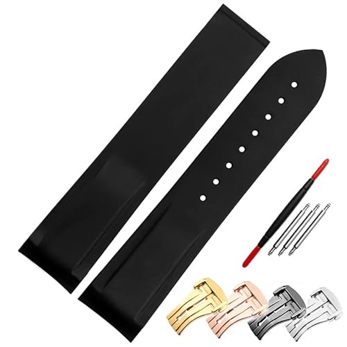 RNNYWDRQ Gummi 20mm 22mm Silikon Armband geeignet für Omega Uhrenarmband Faltschließe gebogenes Ende Armbanduhren Gürtel von RNNYWDRQ