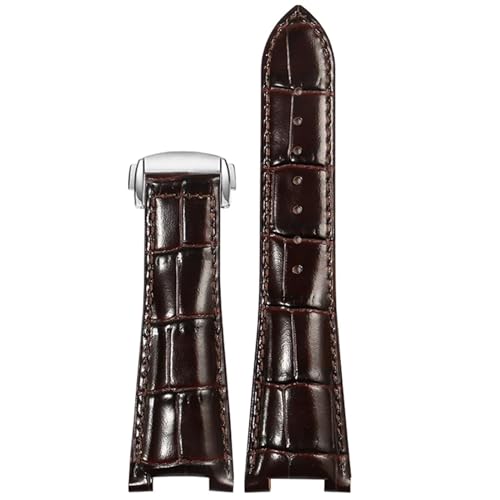 RNNYWDRQ Klappschnalle Leder Uhrengurt Ersatz Omega Constellation Serie Männer Konkave Schnittstellen -Leder -Uhrband mit 25 mm von RNNYWDRQ