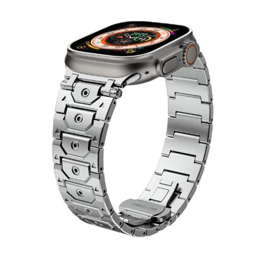 RNNYWDRQ Titan Edelstahl -Metallstahl -Uhrenbandbänder für Apfelschachtband Ultra 2 49 mm 46 mm 45 mm 44 mm Gurt Serie 10 9 8 7 6 5 4 3 2 1 SE mit Metallanschluss von RNNYWDRQ