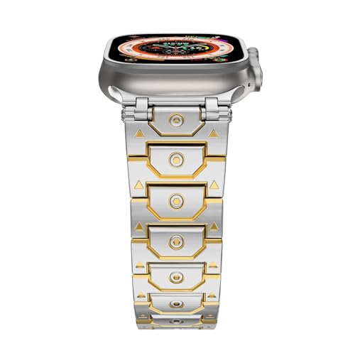 RNNYWDRQ Titan Edelstahl -Metallstahl -Uhrenbandbänder für Apfelschachtband Ultra 2 49 mm 46 mm 45 mm 44 mm Gurt Serie 10 9 8 7 6 5 4 3 2 1 SE mit Metallanschluss von RNNYWDRQ