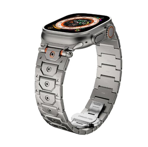 RNNYWDRQ Titan Edelstahl -Metallstahl -Uhrenbandbänder für Apfelschachtband Ultra 2 49 mm 46 mm 45 mm 44 mm Gurt Serie 10 9 8 7 6 5 4 3 2 1 SE mit Metallanschluss von RNNYWDRQ