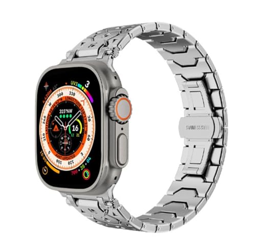RNNYWDRQ Titan Edelstahl -Metallstahl -Uhrenbandbänder für Apfelschachtband Ultra 2 49 mm 46 mm 45 mm 44 mm Gurt Serie 10 9 8 7 6 5 4 3 2 1 SE mit Metallanschluss von RNNYWDRQ