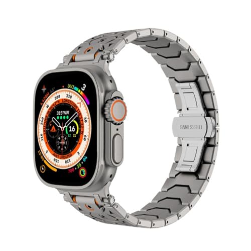 RNNYWDRQ Titan Edelstahl -Metallstahl -Uhrenbandbänder für Apfelschachtband Ultra 2 49 mm 46 mm 45 mm 44 mm Gurt Serie 10 9 8 7 6 5 4 3 2 1 SE mit Metallanschluss von RNNYWDRQ