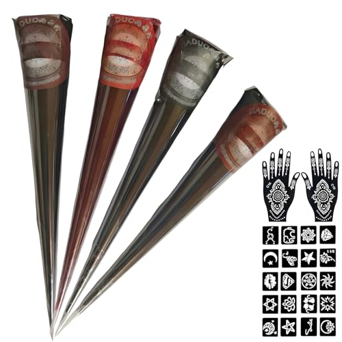 Henna Braun Sommersprossen Set, 4 Temporäre Tattoos Mit Henna Farbe, Inklusive Handmodell Und A4 Tattoo Papier, Ideal Für Festivals Und Kreative Körperkunst von RNXSIB