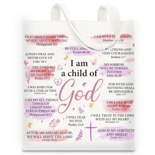 RNYJJ Taufgeschenke für Mädchen und Frauen, "I am A Child of God", Segeltuch, Taufe, Kommunion, Geschenke für Enkelin, christlich, religiös, inspirierend von RNYJJ