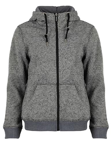 ROADSIGN australia Damen Fleecejacke mit Kapuze, Tunnelzug mit Perlendetails und Rippbund an den Saumenden grau, 2XL von ROADSIGN australia
