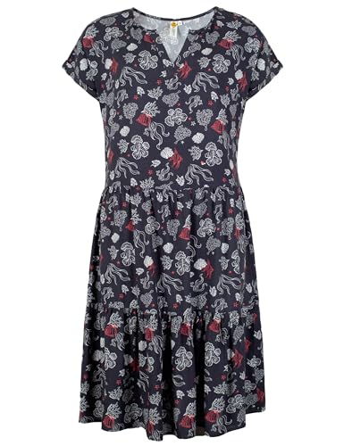 Roadsign Australia Damen Kleid Sommerkleid mit Stufen-Look und V-Ausschnitt grau | XL von Roadsign Australia