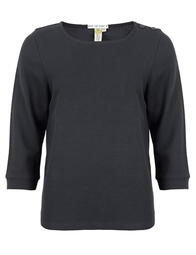 ROADSIGN australia Damen Langarmshirt Longsleeve mit Struktur-Design & feinem Detailspiel anthrazit, M von ROADSIGN australia