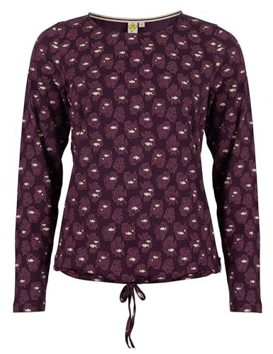ROADSIGN australia Damen Langarmshirt ausdrucksstarker Allover-Print für individuelle Everyday-Looks aubergine, S von ROADSIGN australia