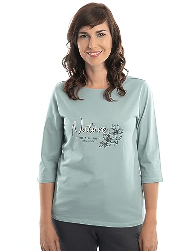 Roadsign Australia Damen Langarmshirt mit Aufdruck & Rundhalsausschnitt, 3/4-Arm-Shirt aus 100% Baumwolle Hellblau | L von Roadsign Australia