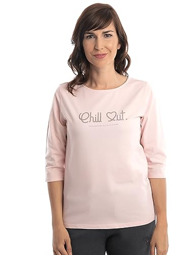 Roadsign Australia Damen Langarmshirt mit Frontprint und R-Neck, 3/4-Arm-Shirt & 100 Prozent Baumwolle Rosa | L von Roadsign Australia