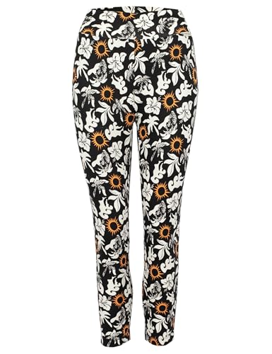 ROADSIGN australia Damen Leggings Capri-Hose mit tropischem Muster schwarz/Weiss | XL von ROADSIGN australia