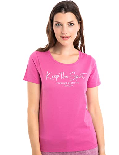 Roadsign Australia Damen T-Shirt mit Rundhalsausschnitt & Logo-Print, 100% Baumwolle pink | L von Roadsign Australia