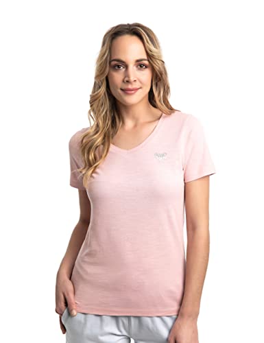 Roadsign Australia Damen T-Shirt mit V-Ausschnitt & Print, 100% Baumwolle Rosa | 2XL von Roadsign Australia