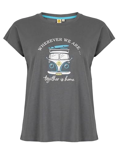 ROADSIGN australia Damen T-Shirt mit stylischem Retro-Bus-Print & Trendiger Oversized-Passform anthrazit | XL von ROADSIGN australia