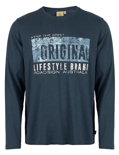 ROADSIGN australia Herren Langarmshirt mit Marken-Print Blue, M von ROADSIGN australia