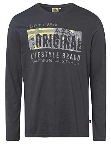 ROADSIGN australia Herren Langarmshirt mit Marken-Print anthrazit, M von ROADSIGN australia