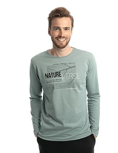 Roadsign Australia Herren Langarmshirt mit Rundhalsausschnitt, Aufdruck Nature Verse, 100% Baumwolle HellBlau | M von Roadsign Australia