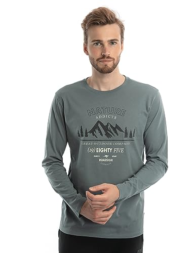 Roadsign Australia Herren Langarmshirt mit stylischen Rundhalsausschnitt und aus 100% Baumwolle Grau | XL von Roadsign Australia