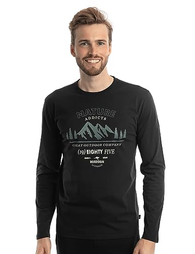 Roadsign Australia Herren Langarmshirt mit stylischen Rundhalsausschnitt und aus 100% Baumwolle Schwarz | 2XL von Roadsign Australia