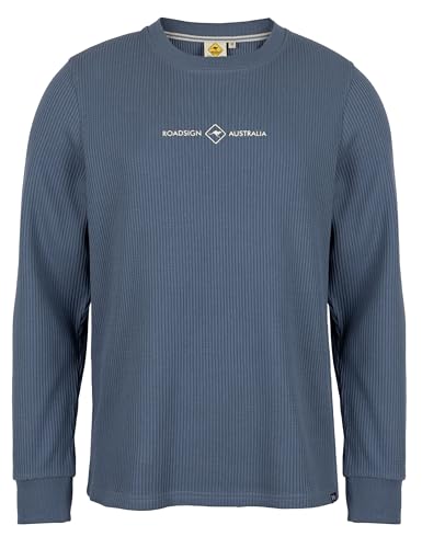 ROADSIGN australia Herren Sweatshirt strukturierter Waffel-Sweat für lässige Outfits an kühlen Tagen blau, L von ROADSIGN australia