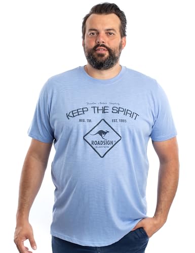 ROADSIGN australia Herren T-Shirt einfarbiges Plus-Size-Shirt mit Frontprint hellblau, 3XL von ROADSIGN australia