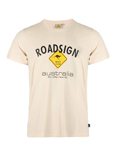 Roadsign Australia Herren T-Shirt mit Logo-Aufdruck und Rundhalsausschnitt, 100% Baumwolle Ecru | 4XL von Roadsign Australia