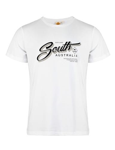 Roadsign Australia Herren T-Shirt mit Rundhalsausschnitt & Print Weiss | XL von Roadsign Australia