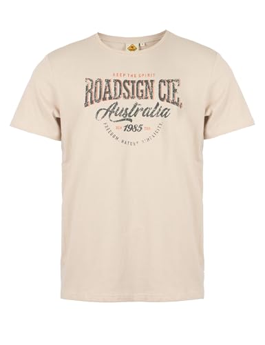 ROADSIGN australia Herren T-Shirt modernes Print-Shirt mit stilvollem Logo beige | 2XL von ROADSIGN australia