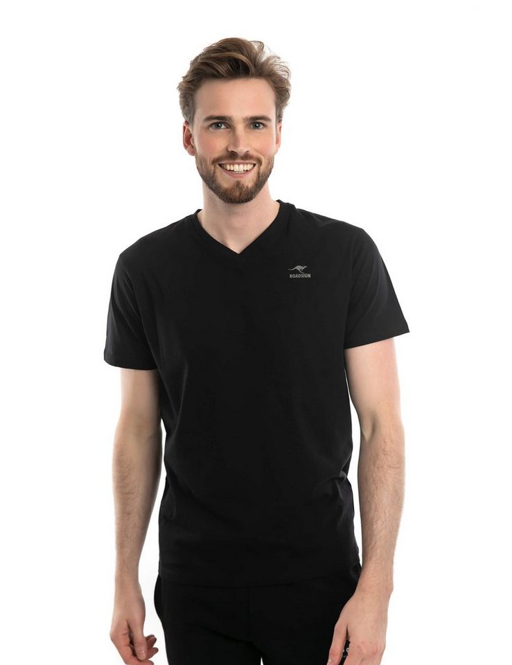 ROADSIGN australia T-Shirt Basic (Doppelpack, 2-tlg., 2er-Pack) mit V-Ausschnitt, 100% Baumwolle (2-er Pack) von ROADSIGN australia