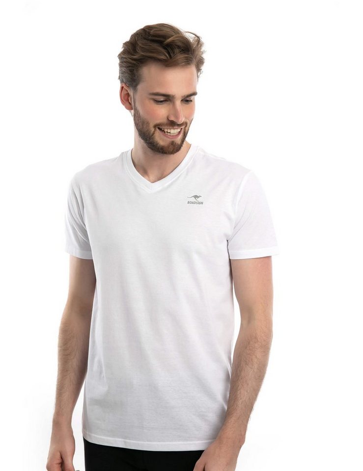 ROADSIGN australia T-Shirt Basic (Doppelpack, 2-tlg., 2er-Pack) mit V-Ausschnitt, 100% Baumwolle (2-er Pack) von ROADSIGN australia