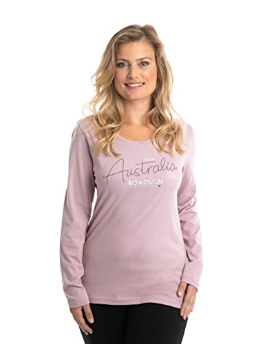 Roadsign Australia Damen Langarmshirt mit Aufdruck auf der Vorderseite und Rundhalsausschnitt, Sweater aus 100 Prozent Baumwolle Flieder | M von Roadsign Australia