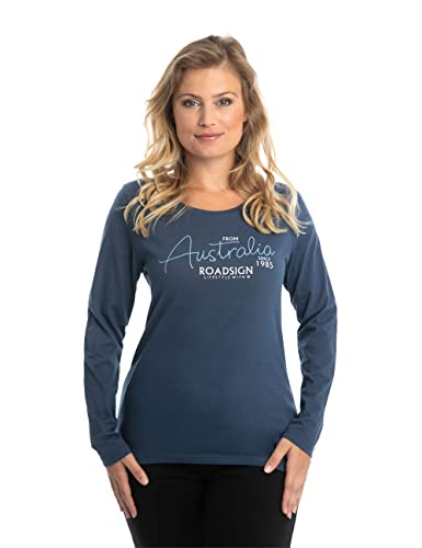 Roadsign Australia Damen Langarmshirt mit Aufdruck auf der Vorderseite und Rundhalsausschnitt, Sweater aus 100 Prozent Baumwolle Navy | M von Roadsign Australia