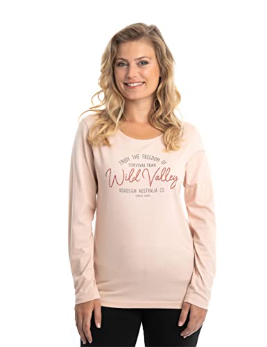 Roadsign Australia Damen Langarmshirt mit Aufdruck auf der Vorderseite und Rundhalsausschnitt, Sweater aus 100 Prozent Baumwolle Rosa | M von Roadsign Australia