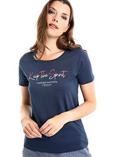 Roadsign Australia Damen T-Shirt mit Rundhalsausschnitt & Logo-Print, 100% Baumwolle Navy | M von Roadsign Australia