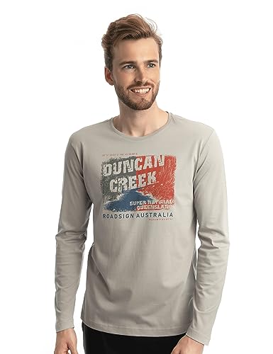 Roadsign Australia Herren Langarmshirt mit Rundhalsausschnitt, Aufdruck Mount Tennet, 100% Baumwolle Grau | L von Roadsign Australia