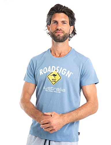 Roadsign Australia Herren T-Shirt mit Logo-Aufdruck und Rundhalsausschnitt, 100% Baumwolle Jeansblau | L von Roadsign Australia