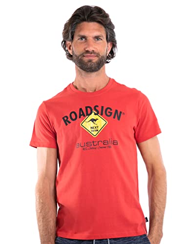 Roadsign Australia Herren T-Shirt mit Logo-Aufdruck und Rundhalsausschnitt, 100% Baumwolle rot | M von Roadsign Australia