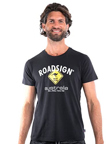 Roadsign Australia Herren T-Shirt mit Logo-Aufdruck und Rundhalsausschnitt, 100% Baumwolle schwarz | M von Roadsign Australia