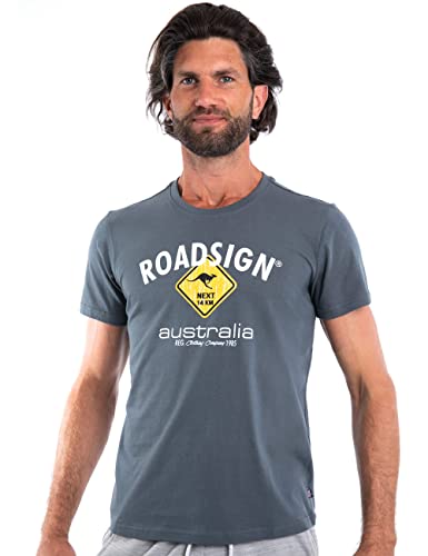 ROADSIGN australia Herren T-Shirt mit Logo-Aufdruck und Rundhalsausschnitt, 100% Baumwolle Anthra, M von ROADSIGN australia