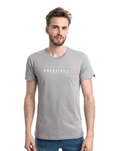 ROADSIGN australia Herren T-Shirt mit Rundhalsausschnitt & Logo-Aufdruck, 100% BCI-Baumwolle Grau | L von ROADSIGN australia