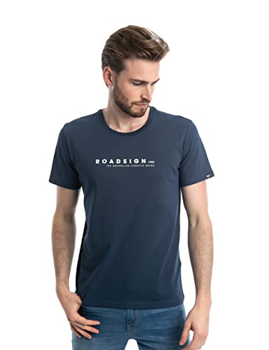 Roadsign Australia Herren T-Shirt mit Rundhalsausschnitt & Logo-Aufdruck, 100% BCI-Baumwolle Navy | 2XL von Roadsign Australia